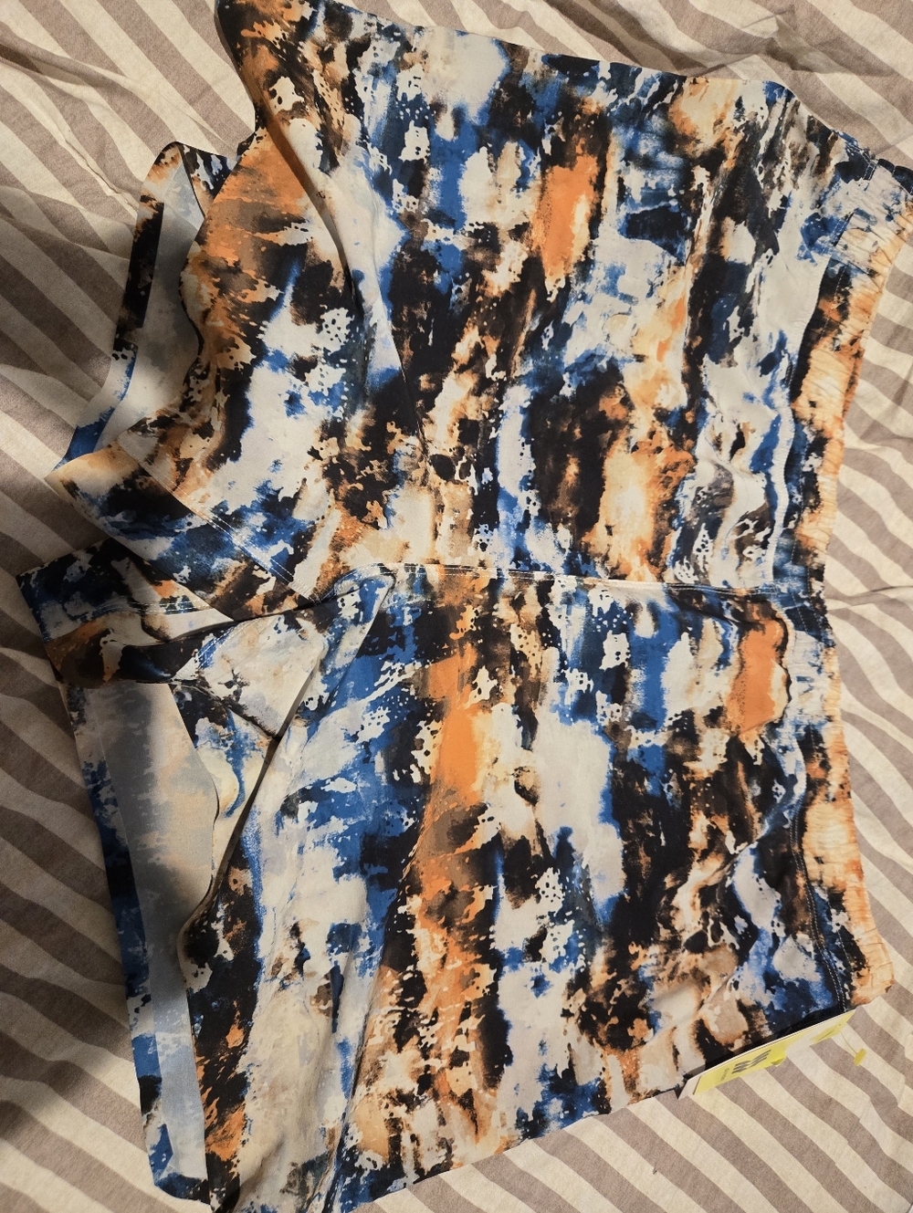 Abstract Blue, Black & Cream Running Shorts